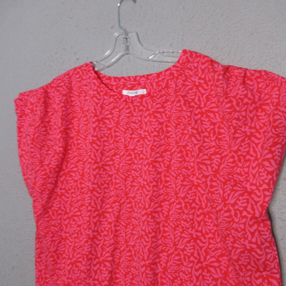 Chicos Top XXL 4 Pink Island Tuck Sleeve Resort Travel Beach Short Sleeve NWT